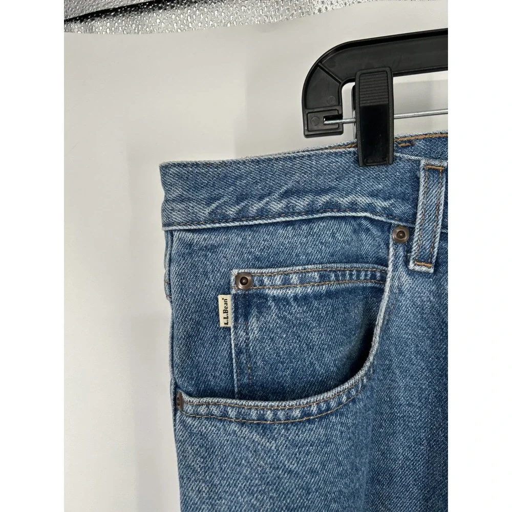 LL Bean Double L‎ Jeans Mens 38x30 Medium Wash Denim Flannel Lined Relaxed Fit